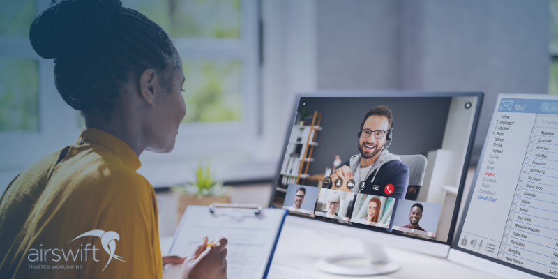 Candidate being interviewed via conference call